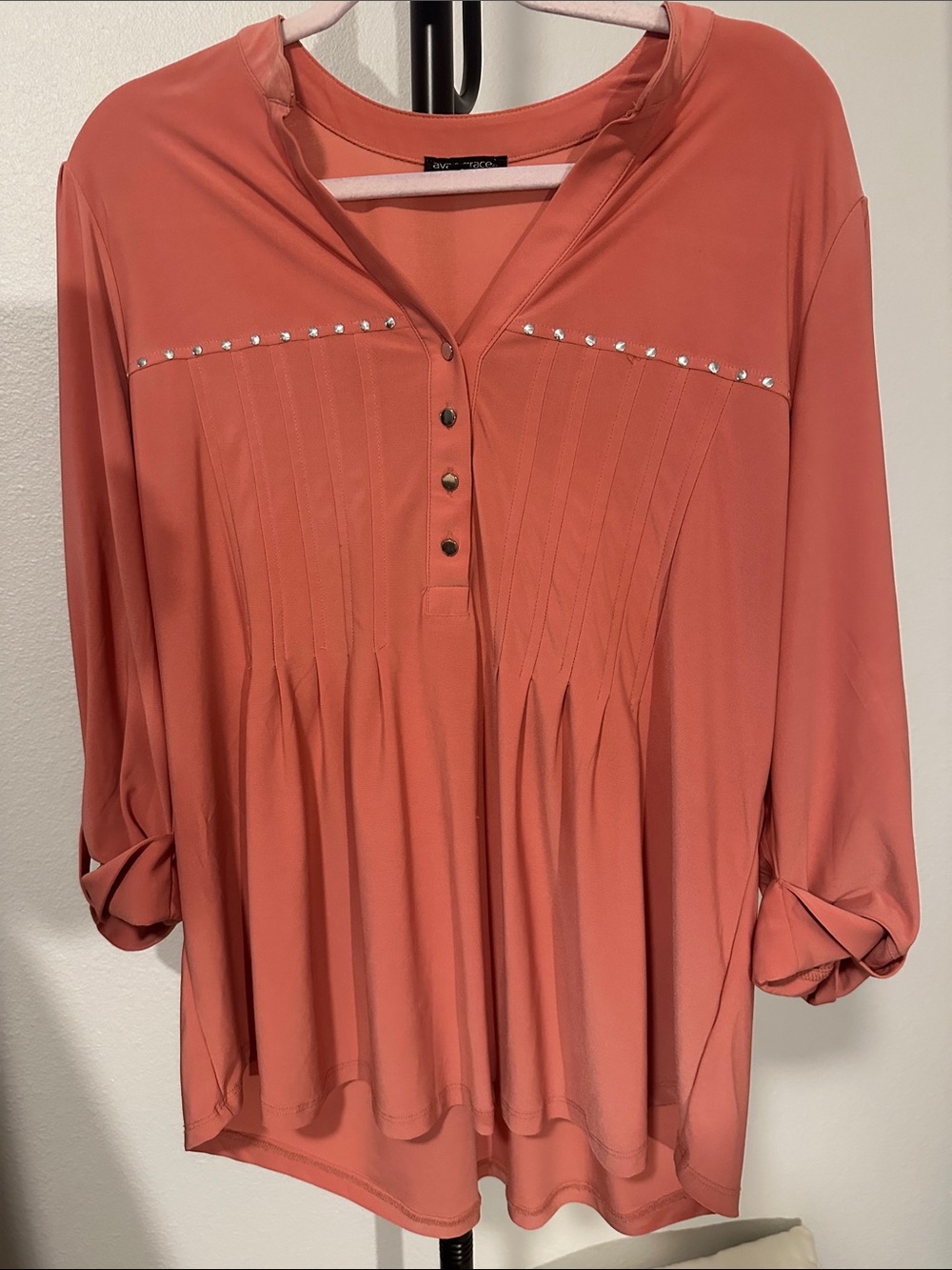 Ava & Grace Coral Stud-Trim Tunic Top